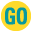 small yellow circle with the word GO